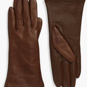 Nordstrom saddle brown Leather gloves cashmere lined Touchscreen Size:6